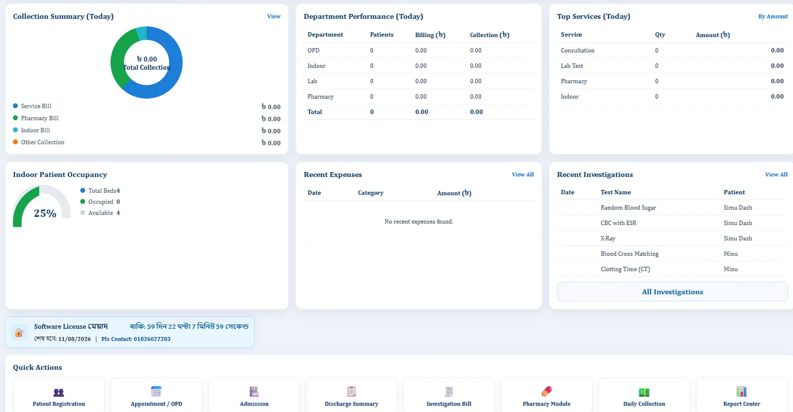 Collection & Performance Dashboard - Hospital Software BD screenshot