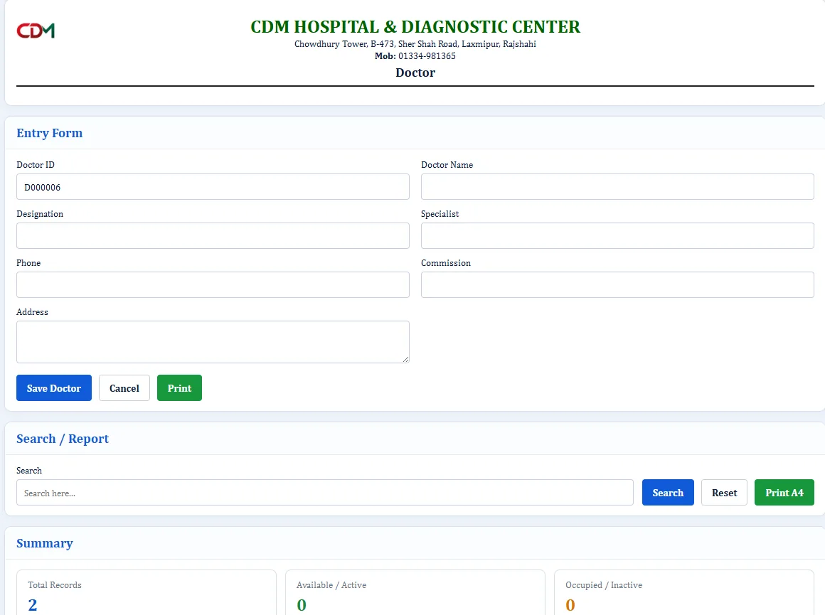 Doctor Setup - Hospital Software BD screenshot